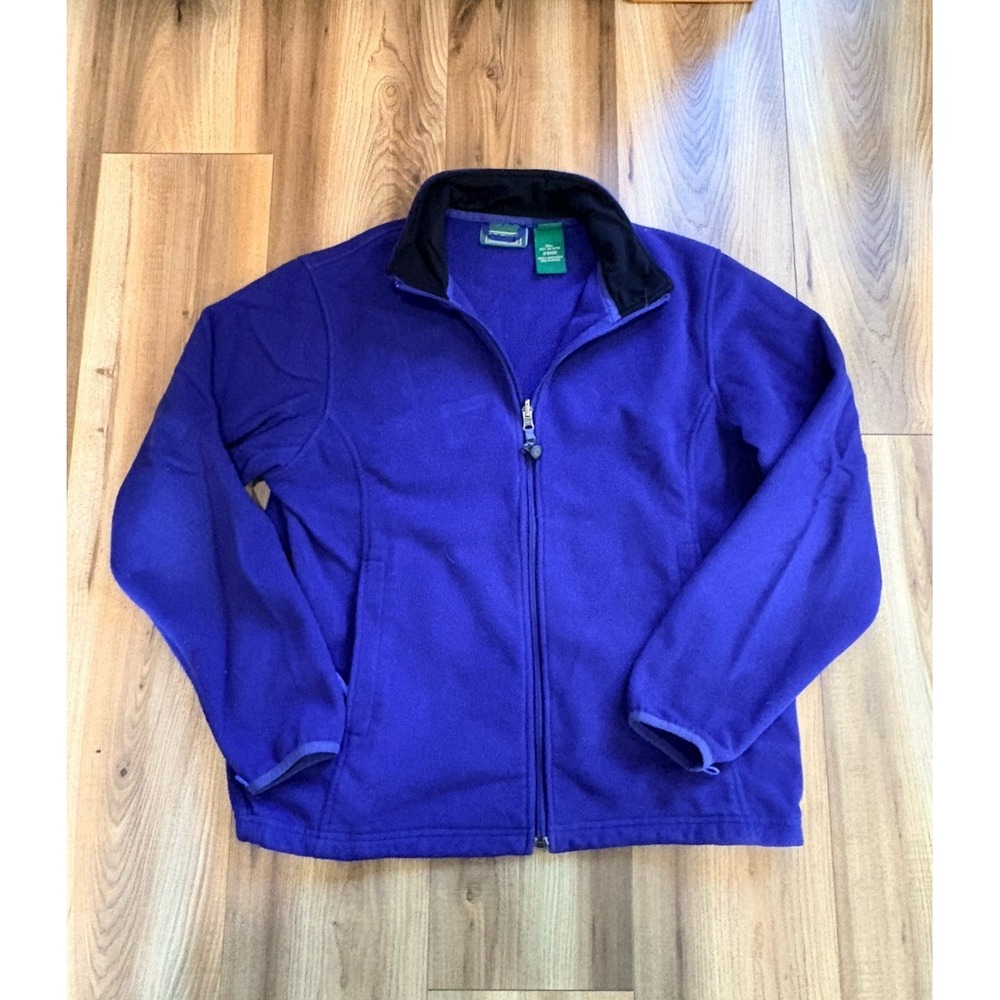 Vintage LL Bean Fleece Jacket Royal Blue Women's Large Full Zip Pockets
